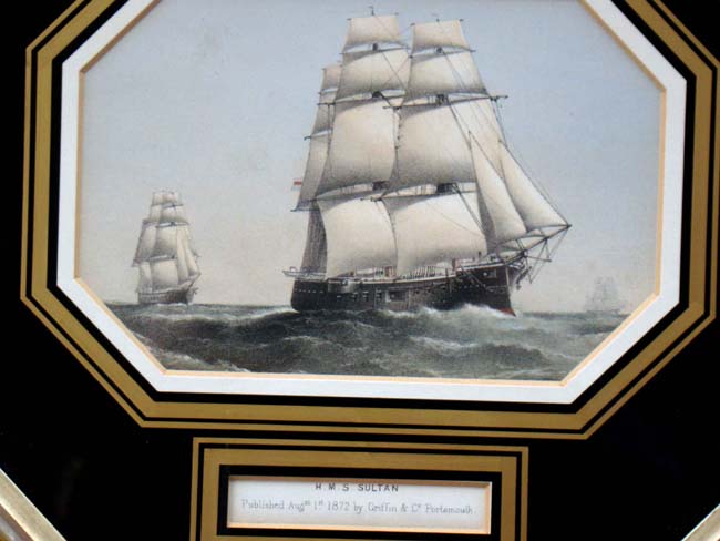 A group of four beautifully framed 19th century color lithographs of Royal Navy ships — image 4
